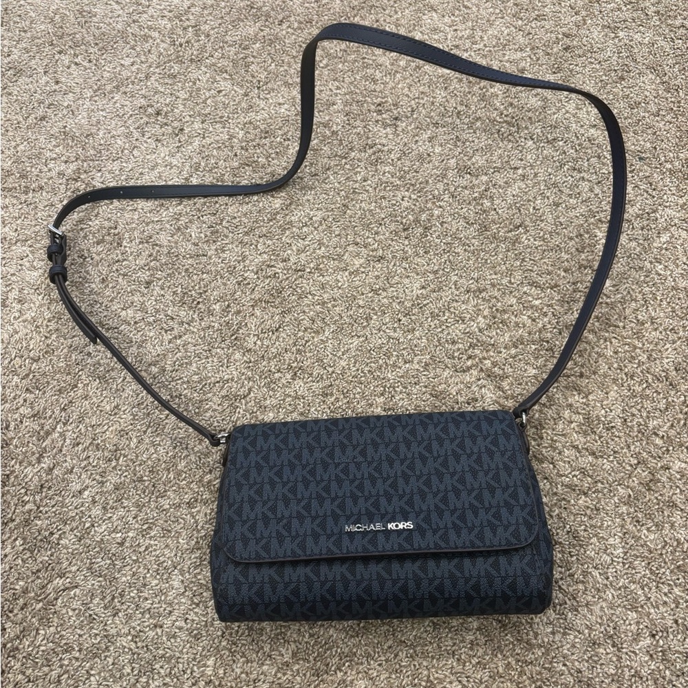 Michael Kors Navy Monogram Crossbody Bag